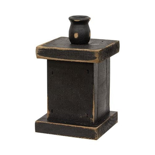 Short Wooden Pedestal Taper Holder Black