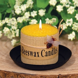 Yellow Honeycomb Bee Charm Pillar Candle 2.5" x 2"