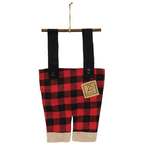 Santa's Buffalo Check Suspenders Large Hanger Ornament