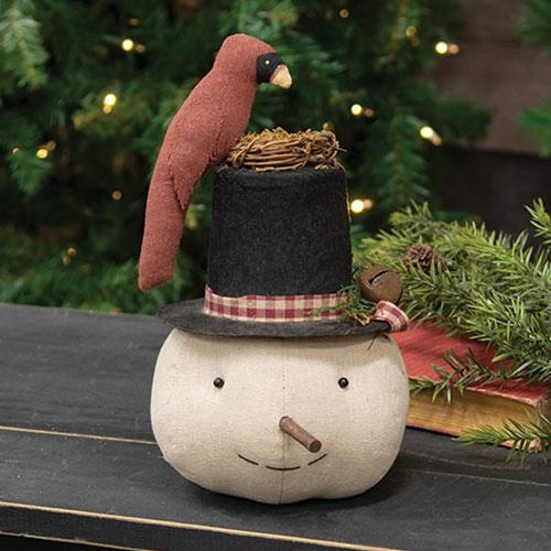 Stuffed Nesting Cardinal Top Hat Snowman Sitter