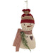 Stuffed Striped Hat Snowman Ornament w/Heart & Greenery