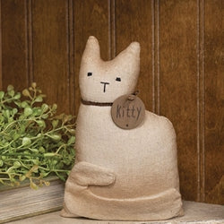 Stuffed Primitive Sitting White Kitty