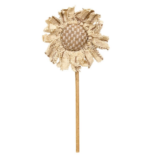 Striped & Weave Pattern Sunflower Pick 11"