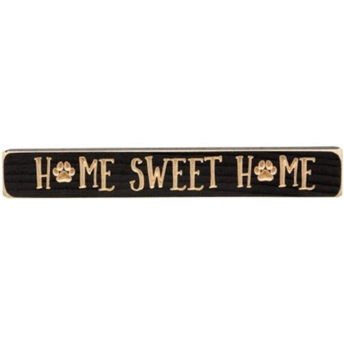 Pawprint Home Sweet Home Engraved Block 12"