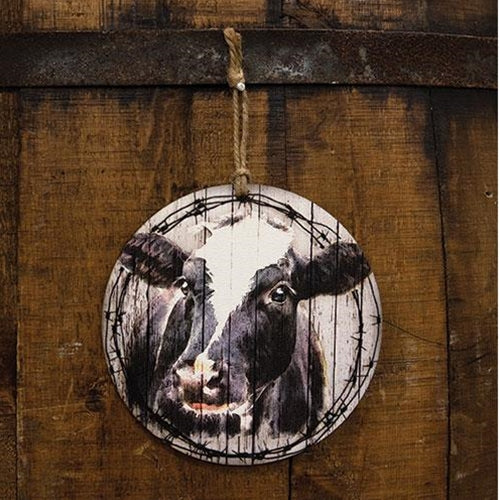 Beadboard Cow Portrait Ornament