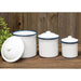 3/Set Blue Rim Enamel Canisters