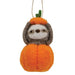 Felted Pumpkin Sloth Ornament