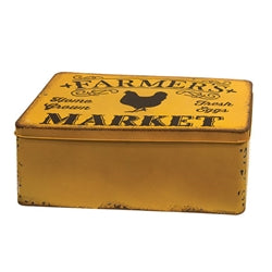 2/Set Distressed Metal Farmer's Market Boxes w/Lids