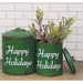 2/Set Distressed Green Metal "Happy Holidays" Containers