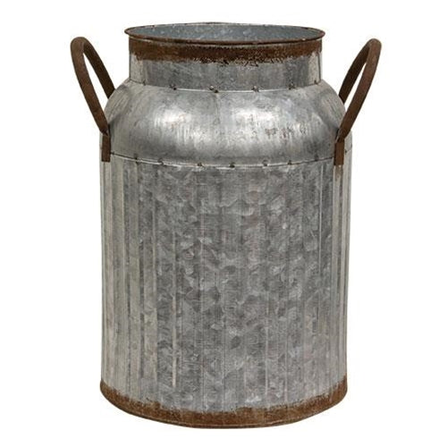 Distressed Metal Ribbed Milk Can Large