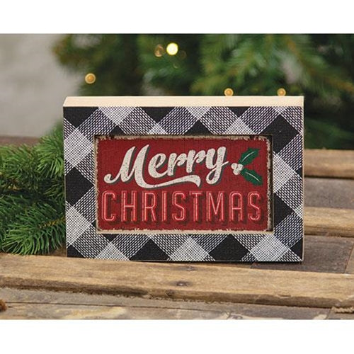 Black & White Plaid Merry Christmas Sign