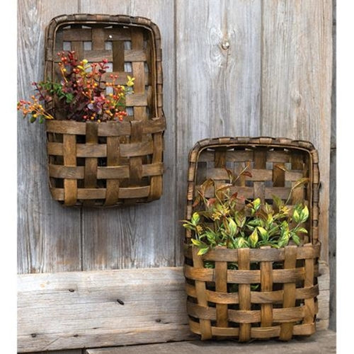 2/Set Brown Tobacco Wall Pocket Baskets