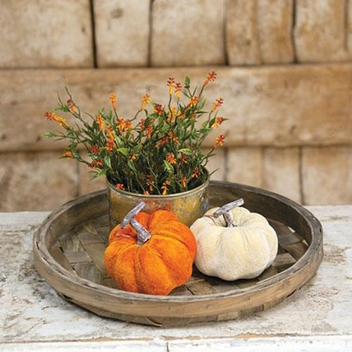 Rustic Round Tobacco Tray Basket