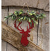 Distressed Red Hanging Metal Deer Head 11"