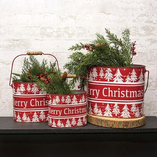 3/Set Merry Christmas Oval Pails