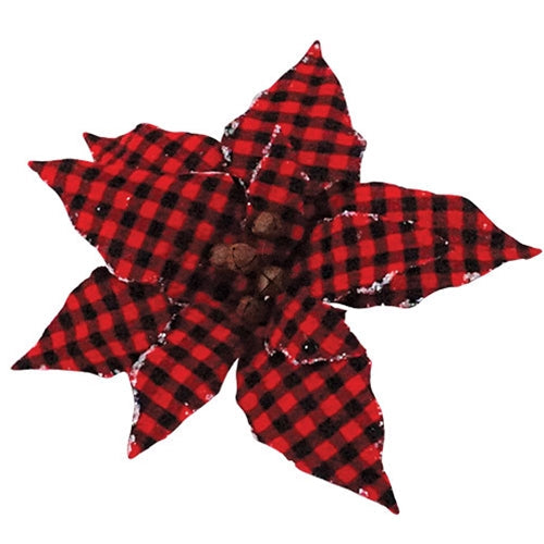 Red/Black Plaid Poinsettia Ornament