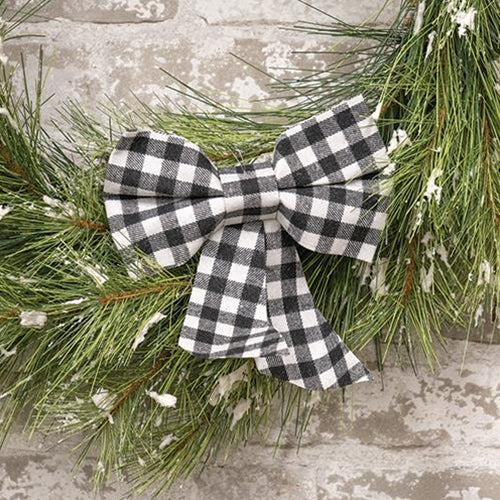 Black & White Plaid Bow Ornament