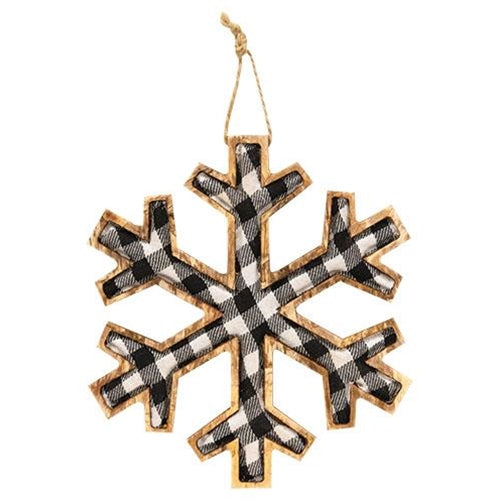 Black & White Plaid Snowflake Ornament Large