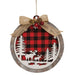 Wooden Red & Black Plaid Moose Scene Ornament