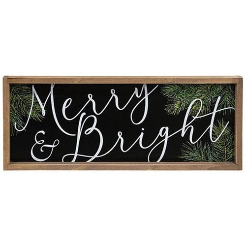 Merry & Bright Wood Sign