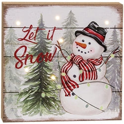 Santa and Snowman Box Signs w/ LED Light 2 Asstd