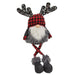 Red & Black Buffalo Check Sequin Reindeer Dangle Leg Gnome