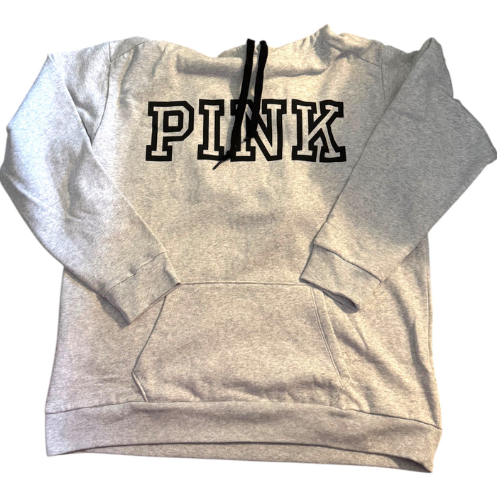 Victoria’s Secret Pink Everyday Lounge Campus Pullover Hoodie Sweatshirt Heather Gray Size Large