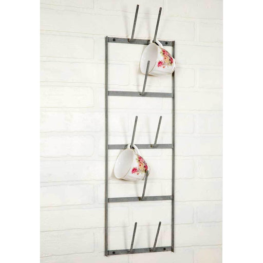 Narrow Galvanized Metal Wall Cup Holder Rack