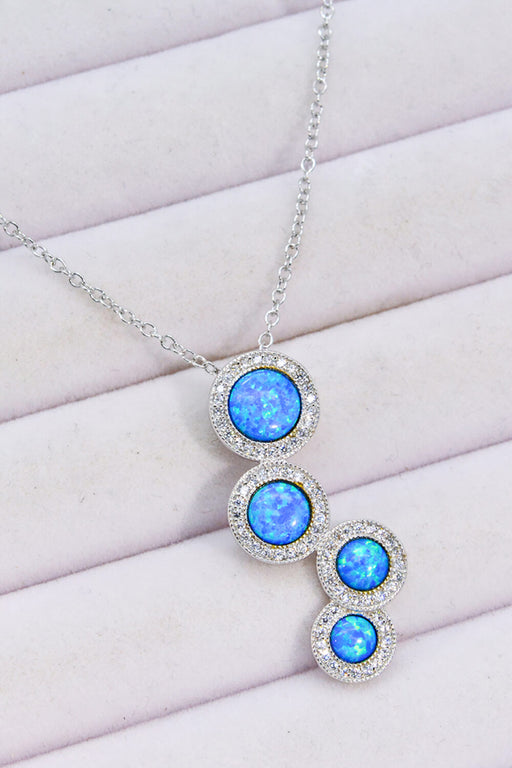 Opal Round Pendant Chain-Link Necklace Blue One Size