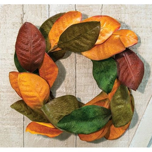 Fall Magnolia Leaves Wreath 14"