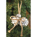 White Pinecone with Bell Ornament