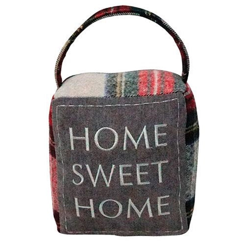 Red & Gray Plaid "Home Sweet Home" Doorstop